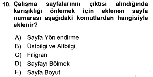 İşlem Tabloları 2017-2018 Ara Sınav - 10. soru
