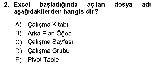 İşlem Tabloları 2018-2019 Ara Sınav - 2. soru