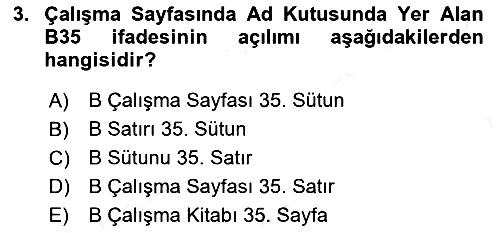 İşlem Tabloları 2018-2019 Ara Sınav - 3. soru