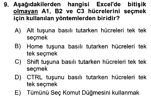 İşlem Tabloları 2018-2019 Ara Sınav - 9. soru