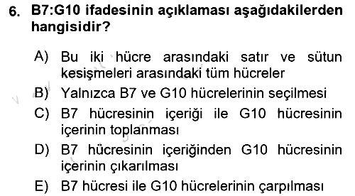 İşlem Tabloları 2019-2020 Ara Sınav - 6. soru