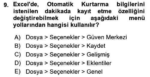 İşlem Tabloları 2024-2025 Ara Sınav - 9. soru