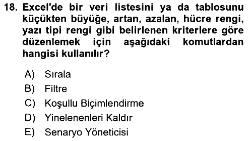 İşlem Tabloları 2022-2023 Yaz Okulu Sınavı - 18. soru