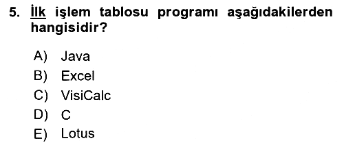 İşlem Tablosu Programlama 2018-2019 Ara Sınav - 5. soru