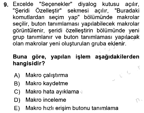 İşlem Tablosu Programlama 2019-2020 Ara Sınav - 9. soru