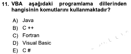 İşlem Tablosu Programlama 2019-2020 Ara Sınav - 11. soru