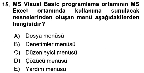İşlem Tablosu Programlama 2019-2020 Ara Sınav - 15. soru