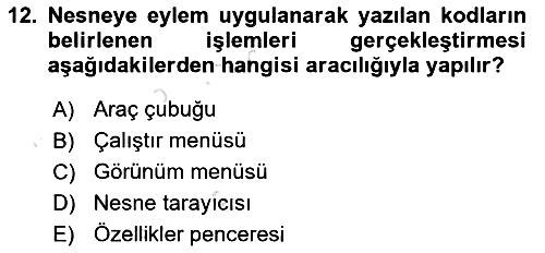 İşlem Tablosu Programlama 2023-2024 Ara Sınav - 12. soru