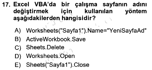 İşlem Tablosu Programlama 2024-2025 Ara Sınav - 17. soru