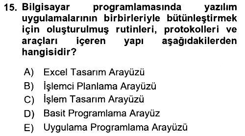 İşlem Tablosu Programlama 2021-2022 Dönem Sonu Sınavı - 15. soru