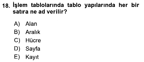 İşletme Analitiği 2018-2019 Ara Sınav - 18. soru