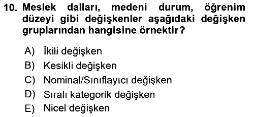 İşletme Analitiği 2021-2022 Ara Sınav - 10. soru