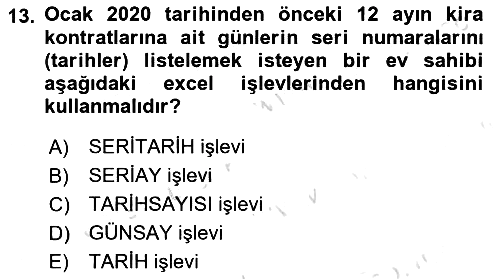 İşletme Analitiği 2021-2022 Ara Sınav - 13. soru