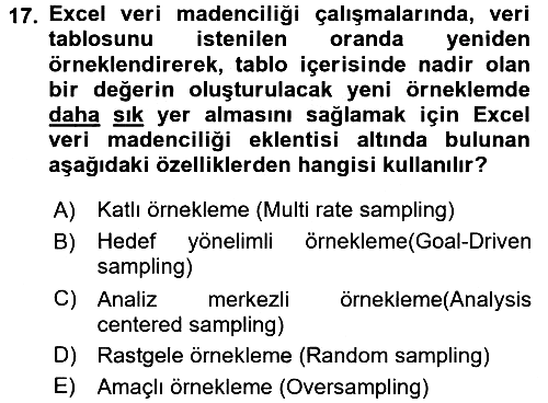 İşletme Analitiği 2017-2018 Dönem Sonu Sınavı - 17. soru