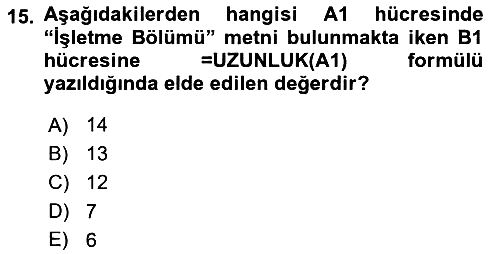 İşletme Analitiği 2025-2026 Ara Sınav - 15. soru