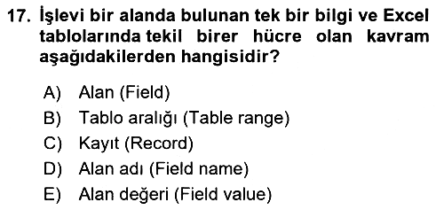 İşletme Analitiği 2025-2026 Ara Sınav - 17. soru