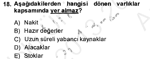 İşletme Fonksiyonları 2013-2014 Ara Sınav - 18. soru