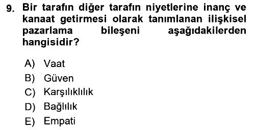 İşletme Fonksiyonları 2023-2024 Ara Sınav - 9. soru