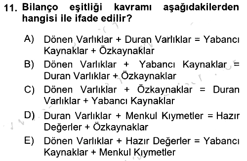 İşletme Fonksiyonları 2023-2024 Dönem Sonu Sınavı - 11. soru