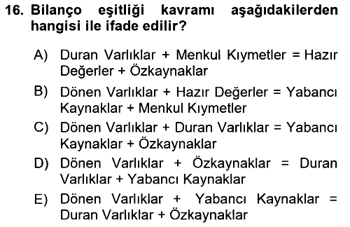 İşletme Fonksiyonları 2021-2022 Yaz Okulu Sınavı - 16. soru