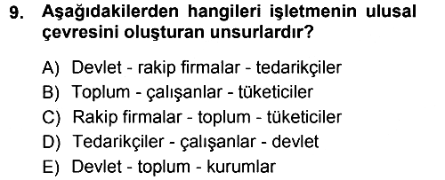 İşletme İlkeleri 2012-2013 Ara Sınav - 9. soru