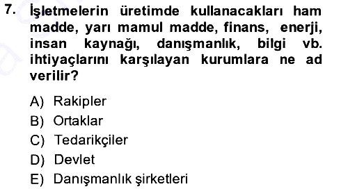 İşletme İlkeleri 2013-2014 Ara Sınav - 7. soru