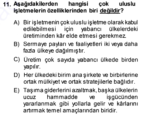 İşletme İlkeleri 2013-2014 Ara Sınav - 11. soru