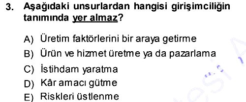 İşletme İlkeleri 2014-2015 Ara Sınav - 3. soru
