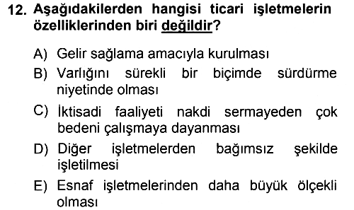 İşletme İlkeleri 2014-2015 Ara Sınav - 12. soru