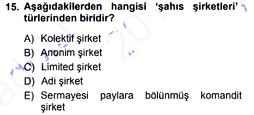 İşletme İlkeleri 2014-2015 Ara Sınav - 15. soru