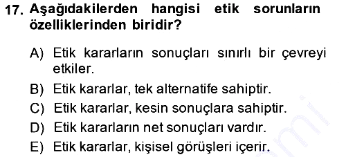 İşletme İlkeleri 2014-2015 Ara Sınav - 17. soru