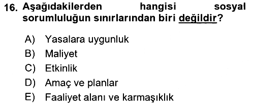 İşletme İlkeleri 2017-2018 Ara Sınav - 16. soru