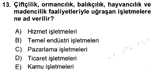 İşletme İlkeleri 2019-2020 Ara Sınav - 13. soru