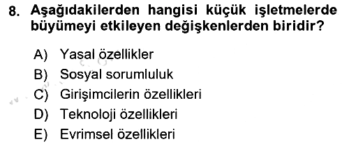 İşletme İlkeleri 2019-2020 Dönem Sonu Sınavı - 8. soru