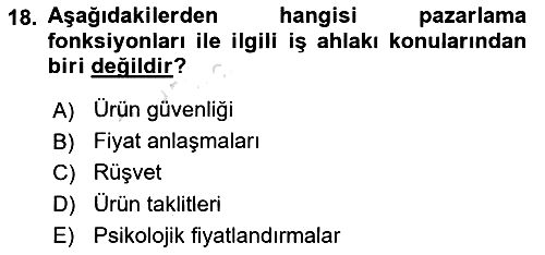 İşletme İlkeleri 2025-2026 Ara Sınav - 18. soru