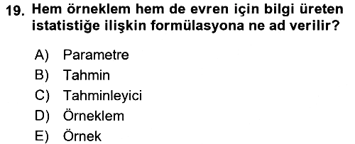 İstatistik 2016-2017 3 Ders Sınavı - 19. soru