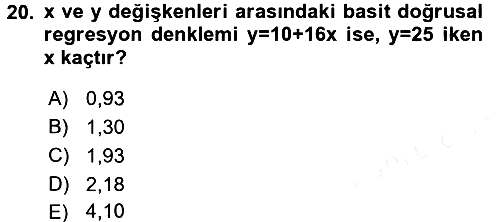 İstatistik 2017-2018 3 Ders Sınavı - 20. soru