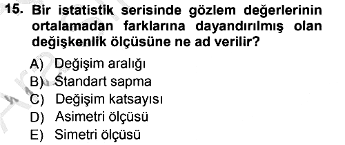 İstatistik 2012-2013 Ara Sınav - 15. soru