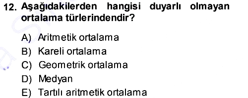 İstatistik 2013-2014 Ara Sınav - 12. soru