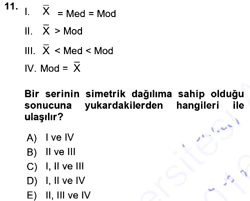 İstatistik 2015-2016 Ara Sınav - 11. soru