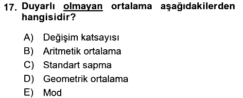 İstatistik 2016-2017 Ara Sınav - 17. soru