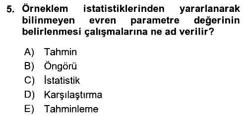 İstatistik 2019-2020 Ara Sınav - 5. soru