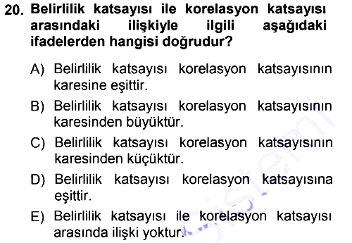 İstatistik 2012-2013 Dönem Sonu Sınavı - 20. soru
