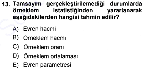 İstatistik 2013-2014 Dönem Sonu Sınavı - 13. soru