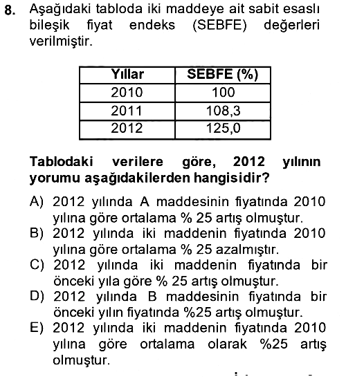 İstatistik 2014-2015 Dönem Sonu Sınavı - 8. soru