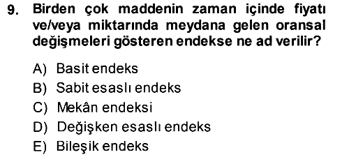 İstatistik 2014-2015 Dönem Sonu Sınavı - 9. soru