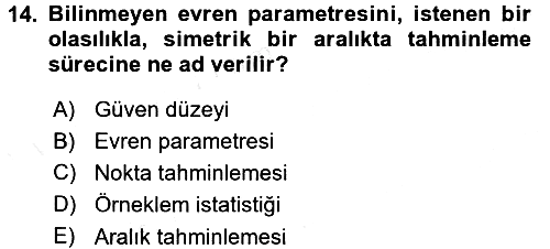 İstatistik 2016-2017 Dönem Sonu Sınavı - 14. soru
