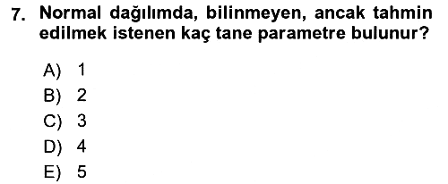 İstatistik 2023-2024 Dönem Sonu Sınavı - 7. soru