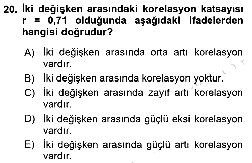 İstatistik 2023-2024 Dönem Sonu Sınavı - 20. soru