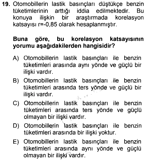 İstatistik 2013-2014 Tek Ders Sınavı - 19. soru
